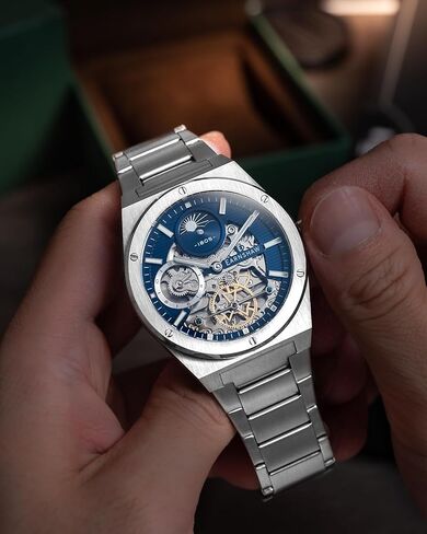 Thomas Earnshaw Men's 42.5mm Drake Dual Time Automatic Watch with Solid Stainless Steel Bracelet ES-8291 in Saudi Arabia