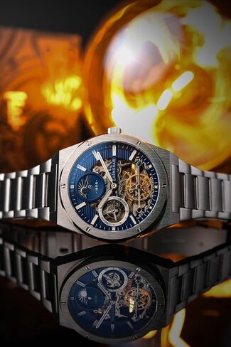 Thomas Earnshaw Men's 42.5mm Drake Dual Time Automatic Watch with Solid Stainless Steel Bracelet ES-8291 in Saudi Arabia