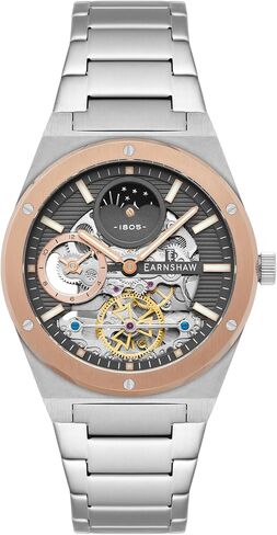 Thomas Earnshaw Men's 42.5mm Drake Dual Time Automatic Watch with Solid Stainless Steel Bracelet ES-8291 in Saudi Arabia