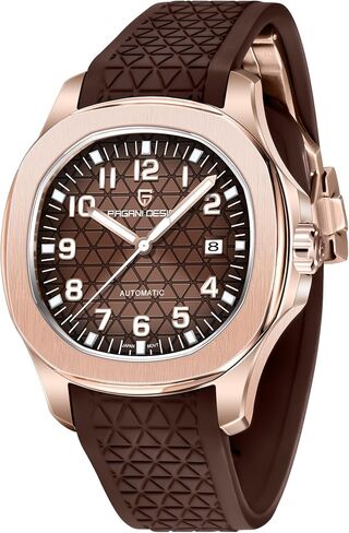 Pagani Design YS031 Men's Luxury Automatic Watch Plaid FKM Fluororubber Band Sapphire Crystal Japan 8215 Movement 100M Waterproof Premium Stainless Steel Case Buckle Screw-Down Crown Luminous Dial in Saudi Arabia