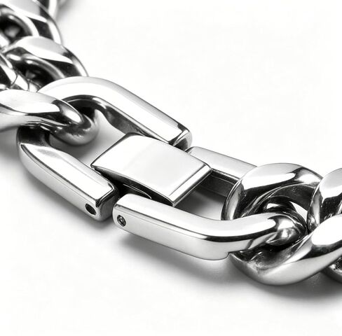 12mm Cuban Link Bracelet For Men Stainless Steel Mens Silver Bracelet, 9 Inch Chain Bracelet For Men. in Saudi Arabia