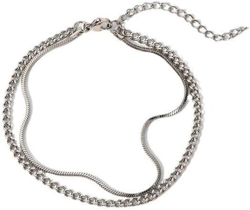 Mens Bracelet Set 6.5-8In - Bracelets for Men, Plated Stylish Snake Chain Bracelets 2mm/5mm Cuban Chain Bracelets, Gift for Men, Dad, Husband, Boyfriend in Kuwait