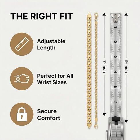 Mens Bracelet Set 6.5-8In - Bracelets for Men, Plated Stylish Snake Chain Bracelets 2mm/5mm Cuban Chain Bracelets, Gift for Men, Dad, Husband, Boyfriend in Kuwait