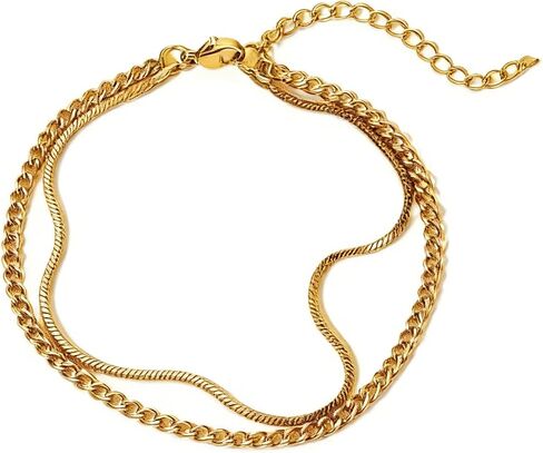 Mens Bracelet Set 6.5-8In - Bracelets for Men, Plated Stylish Snake Chain Bracelets 2mm/5mm Cuban Chain Bracelets, Gift for Men, Dad, Husband, Boyfriend in Kuwait