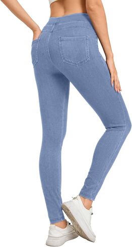 Hatant Stretchy Jeans for Women High Waist Jeggings Tummy Control Slim Fit Skinny Jeans Pull on Leggings with Pockets Casual in Saudi Arabia