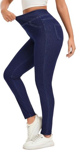 Hatant Stretchy Jeans for Women High Waist Jeggings Tummy Control Slim Fit Skinny Jeans Pull on Leggings with Pockets Casual in Saudi Arabia
