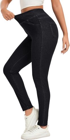 Hatant Stretchy Jeans for Women High Waist Jeggings Tummy Control Slim Fit Skinny Jeans Pull on Leggings with Pockets Casual in Saudi Arabia