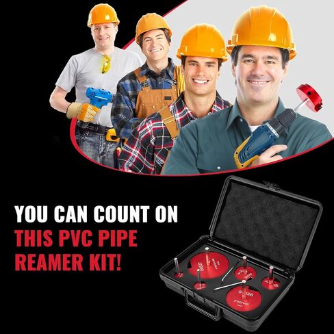 9Pcs Pipe Reamer Tool Kit PVC Fitting Saver Includes 1/2", 3/4", 1", 1-1/4", 1-1/2", 2", 2-1/2", 3", 4" Reamers, Aluminum Reed Socket Saver Kit for PVC, CPVC and ABS Plumbing, Fits Standard 1/2" Drill in Kuwait