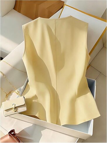WDIRARA Women's Button Down Tank Top Collar Sleeveless Vest Business Dressy Tops in Kuwait