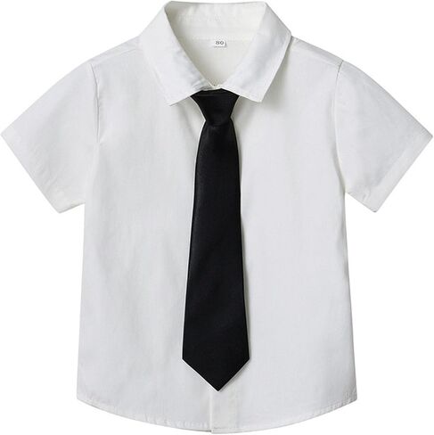 Boys Button Down Oxford Shirt Short Sleeve Formal Uniform Dress Shirts Standard Fit Summer Kids Clothing in Saudi Arabia