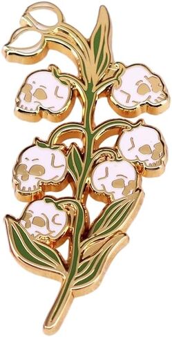 Skull Lily Of The Valley Enamel Pin Flower Badge Brooch For Backpacks Coats Hats Accessories in Saudi Arabia