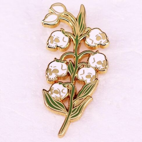 Skull Lily Of The Valley Enamel Pin Flower Badge Brooch For Backpacks Coats Hats Accessories in Saudi Arabia