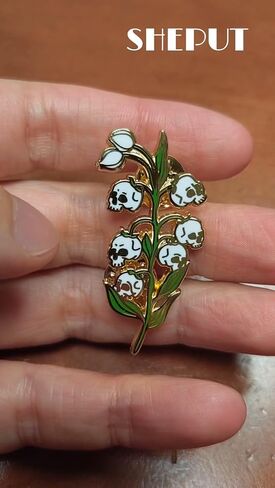Skull Lily Of The Valley Enamel Pin Flower Badge Brooch For Backpacks Coats Hats Accessories in Saudi Arabia
