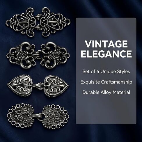 Four Vintage Sweater Clips for Women,Retro Metal Shawl Clips to Hold Sweater Together,Back Cinch Cardigan and Dress Clip in Saudi Arabia