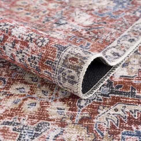 Hauteloom Wentworth Collection Lara - Machine Washable Oriental Hallway, Entryway, Kitchen Runner Rug - Abstract Vintage Distressed Boho Style - Burgundy, Red, Pink - 2'7"x10' in Saudi Arabia