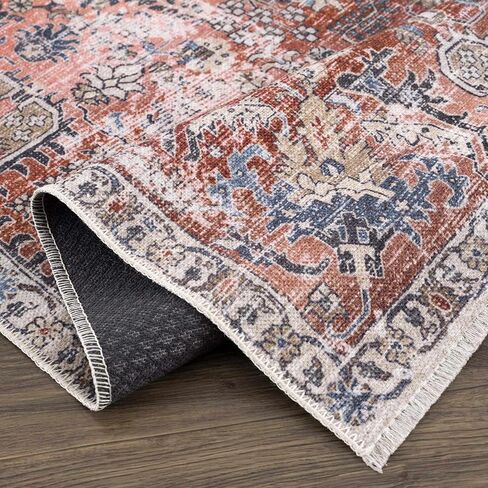 Hauteloom Wentworth Collection Lara - Machine Washable Oriental Hallway, Entryway, Kitchen Runner Rug - Abstract Vintage Distressed Boho Style - Burgundy, Red, Pink - 2'7"x10' in Saudi Arabia