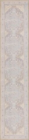 Rugs.com - سجادة خالدة - سجادة كريمية قابلة للغسل بطول 12 قدمًا، ميدالية قبلية عتيقة للممرات والمداخل in Kuwait