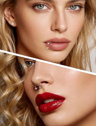 18G 16G F136 Titanium Horseshoe Rings, 8mm 10MM White CZ Septum Jewelry with Tool (4PCS) Nose Lip Cartilage Piercing in Saudi Arabia