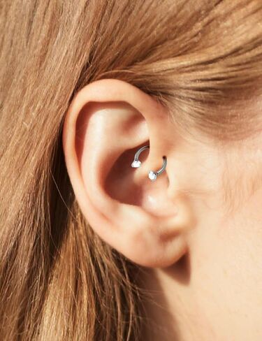 18G 16G F136 Titanium Horseshoe Rings, 8mm 10MM White CZ Septum Jewelry with Tool (4PCS) Nose Lip Cartilage Piercing in Saudi Arabia