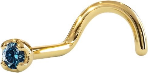 Body Candy 14k Yellow Gold Blue Diamond Nose Ring – 20 Gauge Nose Stud with 1.5mm (0.015 cttw) Genuine Blue Diamond – 6mm Post – Handmade Hypoallergenic Piercing Jewelry in Kuwait