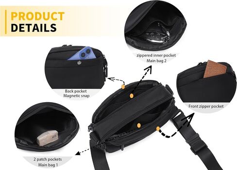 Cross Body Purse, Small Crossbody Bag for Women Men Adjustable Strap Multi-Pockets Two Way Zipper Water Repellent Lightweight in Saudi Arabia