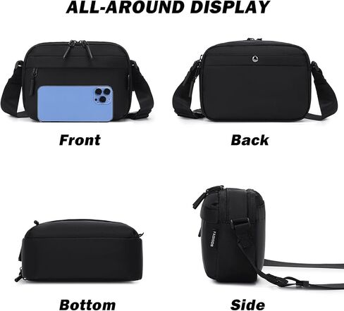 Cross Body Purse, Small Crossbody Bag for Women Men Adjustable Strap Multi-Pockets Two Way Zipper Water Repellent Lightweight in Saudi Arabia
