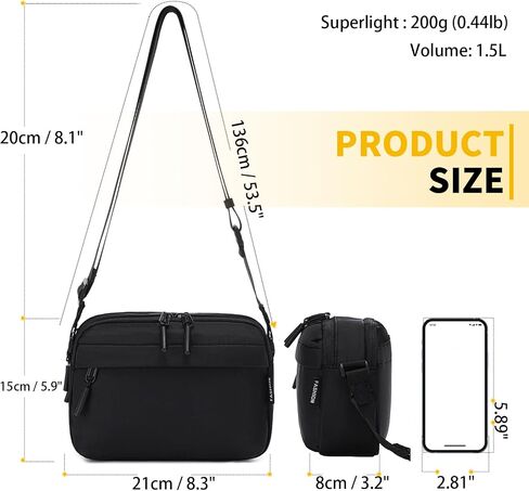 Cross Body Purse, Small Crossbody Bag for Women Men Adjustable Strap Multi-Pockets Two Way Zipper Water Repellent Lightweight in Saudi Arabia
