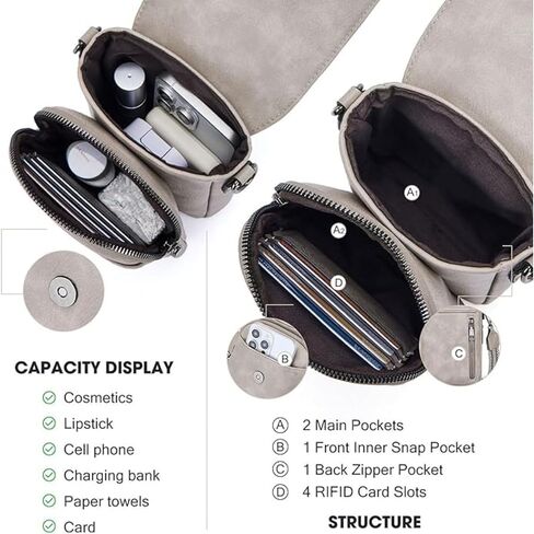 Vintage Women'S Chest Bag Diagonal Shoulder Bag Solid Color Detachable Shoulder Strap Suitable for Daily Use Or As a Gift in Kuwait