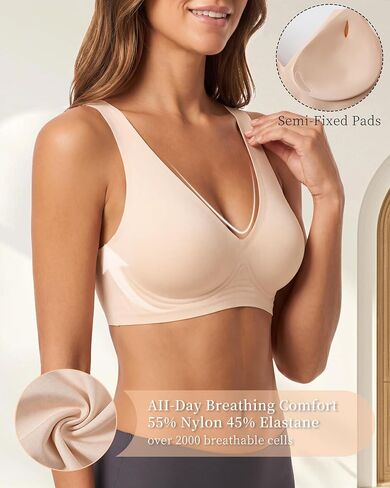 Jelly Bras for Women No Underwire - Seamless Wireless Everyday Bra with Lifting Jelly Strip Support, Sleep Bra in Kuwait
