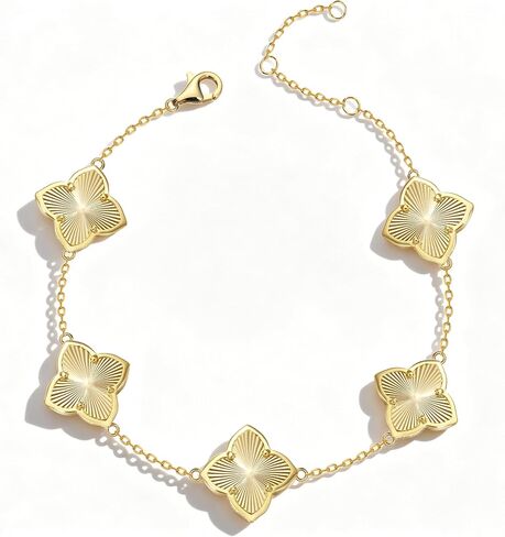 925 Sterling Silver Gold Bracelets for Women, 14k Gold Clover Flower Four Leaf Bracelet Mother of Pearl Shell Charm Trendy Dainty Chunky Chain Bracelet Statement Adjustable Jwelry Lucky Gifts for Women in Saudi Arabia