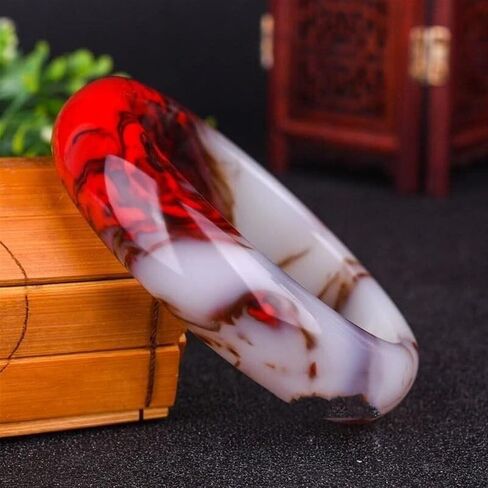 Natural Chicken Blood Jade Bangle Bracelet for Women, Protection Gemstone Brings Good Luck and Fortune Jewelry Gift for Wife (Size : 60mm) in Saudi Arabia