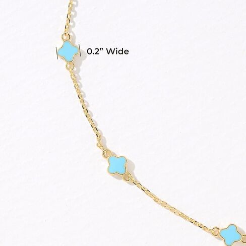Billet-doux 14K Gold Plated Tiny Clovers Bracelet For Women, Very Small Dainty Gold Plated White/Black/Teal 4-Leaf Clovers Chain Bracelet, Mothers Day Gifts, 2026 Trendy Stackable Gold Jewelry in Saudi Arabia
