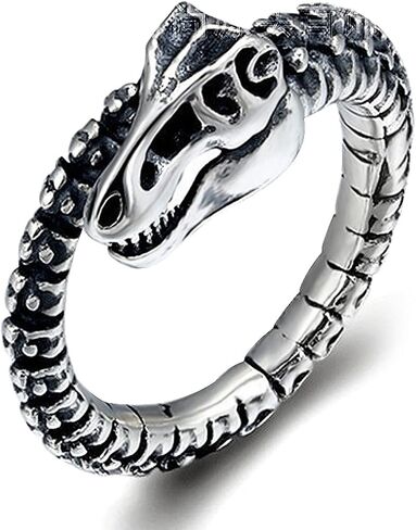 Sterling Silver Gothic Punk Ring, Adjustable Open Band, Cool Biker Cocktail Party Halloween Jewelry for Men Women in Kuwait