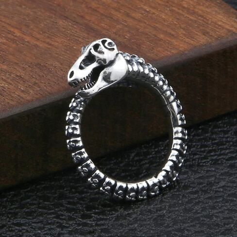 Sterling Silver Gothic Punk Ring, Adjustable Open Band, Cool Biker Cocktail Party Halloween Jewelry for Men Women in Kuwait