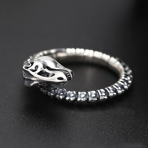 Sterling Silver Gothic Punk Ring, Adjustable Open Band, Cool Biker Cocktail Party Halloween Jewelry for Men Women in Kuwait