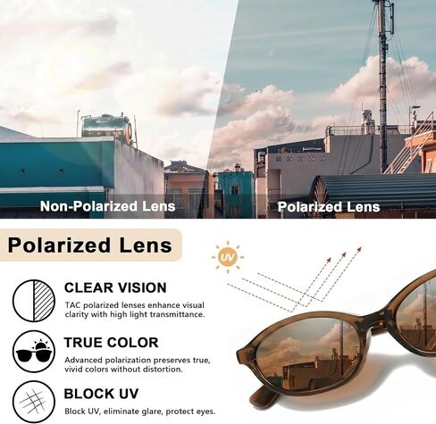 HASFOX Acetate Polarized Sunglasses for Women: Chic Vintage 90s Oval Cat Eye Sunnies, Small/Medium Face H6503 in Saudi Arabia