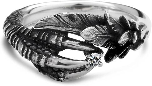 Sterling Silver Gothic Punk Ring, Adjustable Open Band, Cool Biker Cocktail Party Halloween Jewelry for Men Women in Kuwait