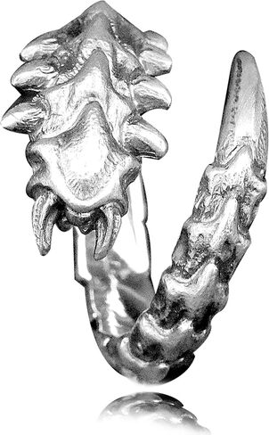 Sterling Silver Gothic Punk Ring, Adjustable Open Band, Cool Biker Cocktail Party Halloween Jewelry for Men Women in Kuwait