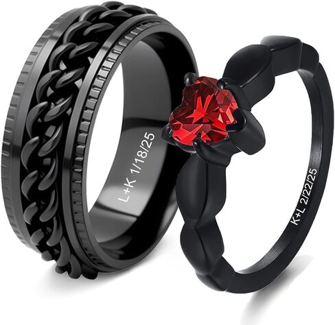 Personalized Promise Rings for Couples, Matching Engagement Rings Set for Him and Her, Stainless Steel Wedding Rings in Saudi Arabia