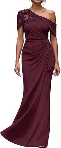 One Shoulder Mermaid Mother of The Bride Dresses for Wedding Lace Long Chiffon Formal Evening Party Gowns in Saudi Arabia