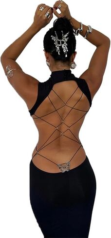 Women's Sexy Backless Bodycon Maxi Dress Elegant Sleeveless Evening Gown Cocktail Formal Party Wedding Guest Dresses in Kuwait
