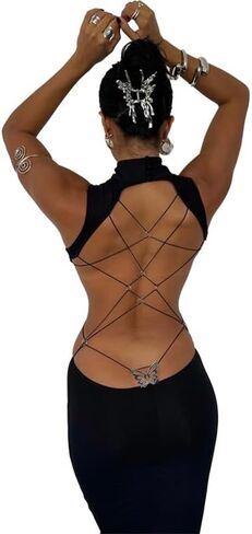 Women's Sexy Backless Bodycon Maxi Dress Elegant Sleeveless Evening Gown Cocktail Formal Party Wedding Guest Dresses in Kuwait