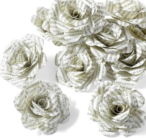 12 Pcs Handmade Rose Paper Flowers, Made from English Book Pages Literary Gifts for Book Lovers' Anniversaries, Birthdays, Weddings, and Party Gifts (2.5 Inch,Classic) in Saudi Arabia