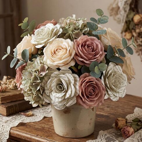 12 Pcs Handmade Rose Paper Flowers, Made from English Book Pages Literary Gifts for Book Lovers' Anniversaries, Birthdays, Weddings, and Party Gifts (2.5 Inch,Classic) in Saudi Arabia