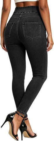 MONCCIZA Stretchy Jeans for Women High Waisted Skinny Jeggings Pull On Tummy Control Pants with Pockets in Saudi Arabia