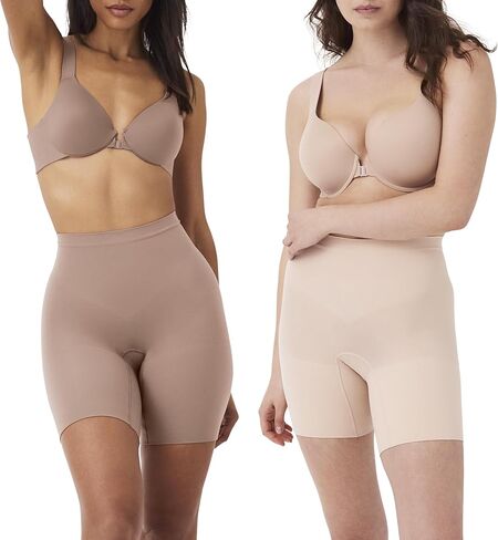 شورت SPANXculpt بدون خياطة لمنتصف الفخذ - ملابس داخلية أساسية - خفيفة الوزن، تشكيل ودعم طوال اليوم - بدون خطوط داخلية - Cafe Au Lait & Soft Nude، M in Kuwait