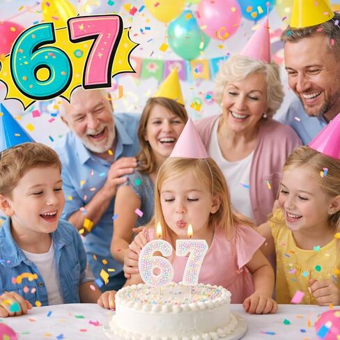 6 7 شمعة عيد ميلاد ستة سبعة زينة عيد ميلاد، كنت 6 الآن أنا 7 شمعة كعكة عيد ميلاد، 6 7 ديكور لتزيين كعكة عيد الميلاد in Kuwait