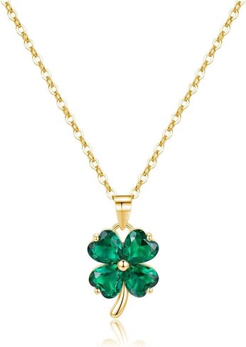 Reffeer Solid 925 Sterling Silver CZ Clover Leaf Necklace Chain for Women Teen Girls Shamrock Necklace St. Patrick’s Day in Kuwait