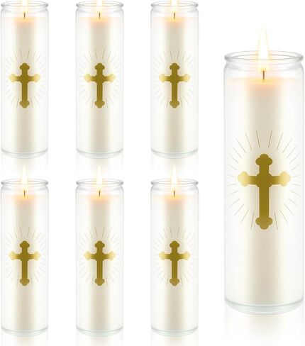 6 Pcs Natural Soy Wax Prayer Candles 7 Day Devotional Candle in Glass 100 Hours Long Burn Time Religious Catholic Christian Spiritual Decor for Memorials Vigil Church Home Altar Bless Novena in Saudi Arabia