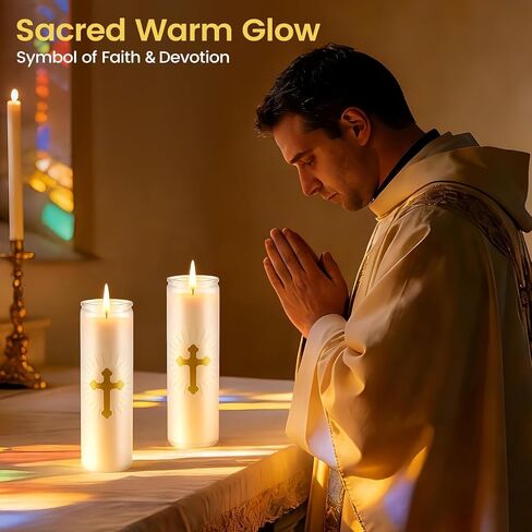 6 Pcs Natural Soy Wax Prayer Candles 7 Day Devotional Candle in Glass 100 Hours Long Burn Time Religious Catholic Christian Spiritual Decor for Memorials Vigil Church Home Altar Bless Novena in Saudi Arabia